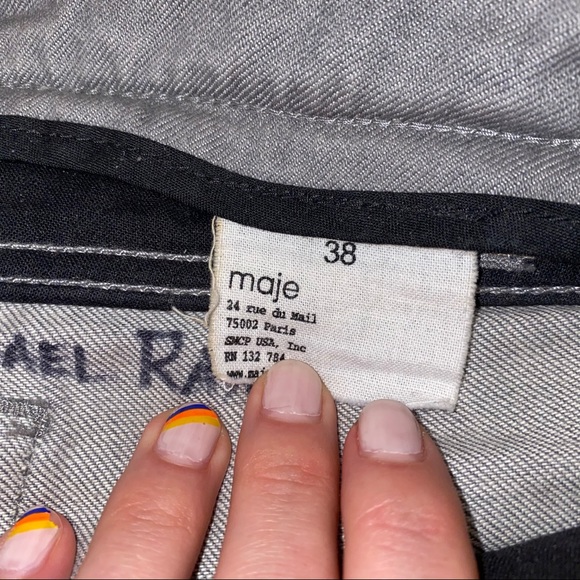 MAJE grey moto pants with ruching/zipper at bottom - Picture 4 of 5